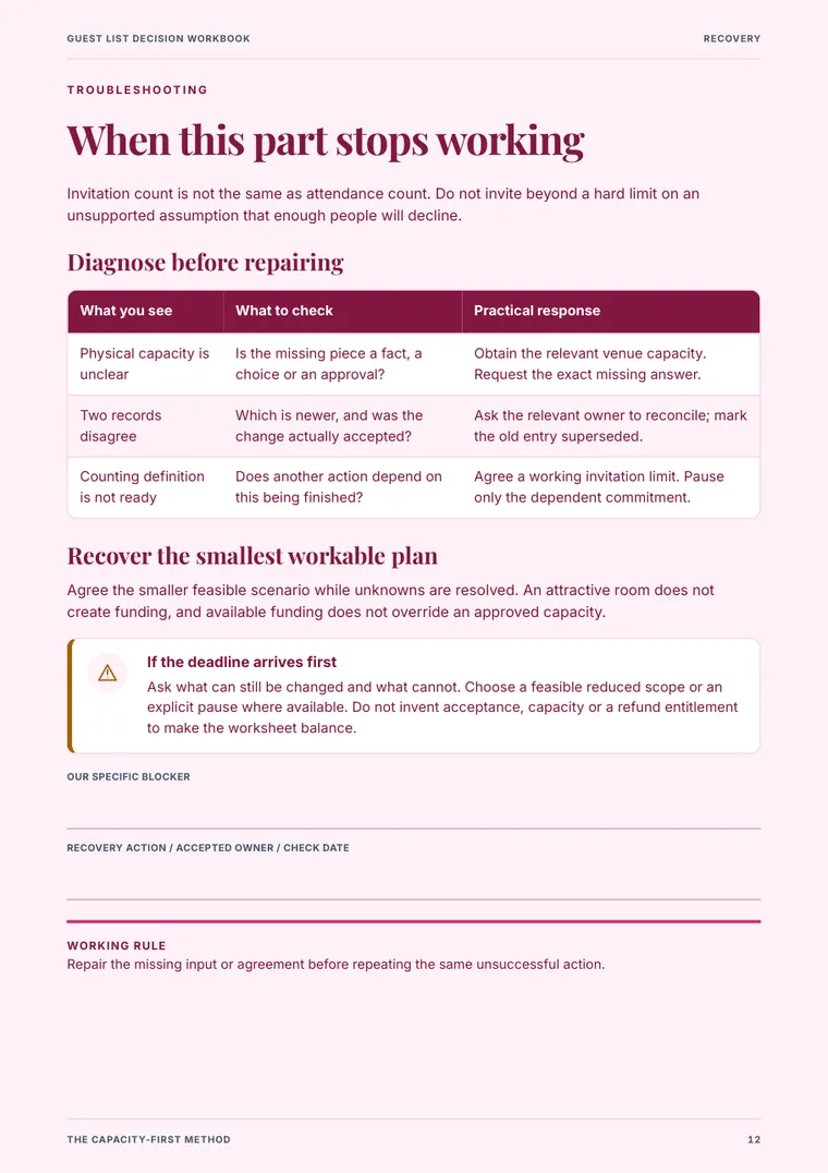 Guest List Decision Workbook sample page 3