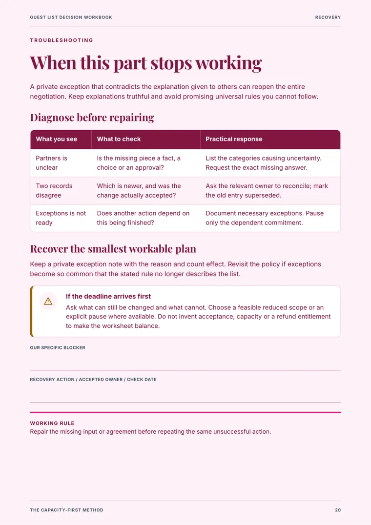 Guest List Decision Workbook sample page 4
