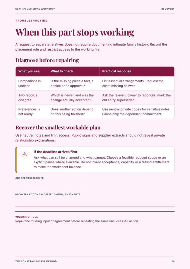 Seating Decisions Workbook sample page 4